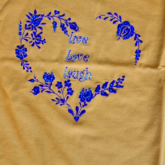 Woman embroidered T-shirt with rhinestones "Live-Love-Laugh" - Picture 4 of 9